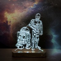 Детский ночник C3PO и R2D2, разноцветный, USB, акрил