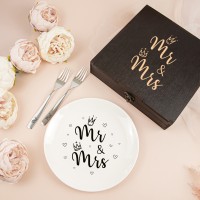 Тарелка для новобрачных с надписью Mr & Mrs